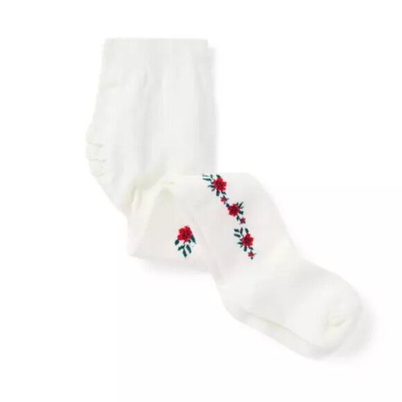 Janie and Jack 100047170 intarsia-knit rose tight cream and red NWT size 3-6 m - Picture 1 of 6